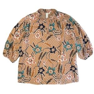 JOIE Floral Flowy Short Sleeve Blouse Peach Women’s Size Large